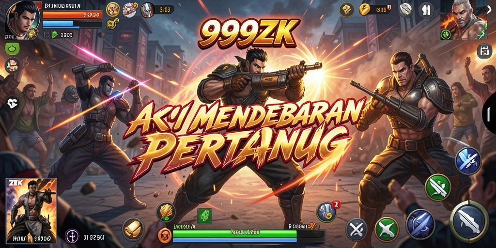 Screenshot menunjukkan aksi mendebarkan dalam gameplay 999ZK.
