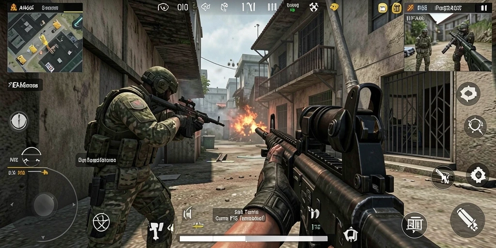 Screenshot gameplay AIFA66 menampilkan aksi menembak yang mendebarkan.