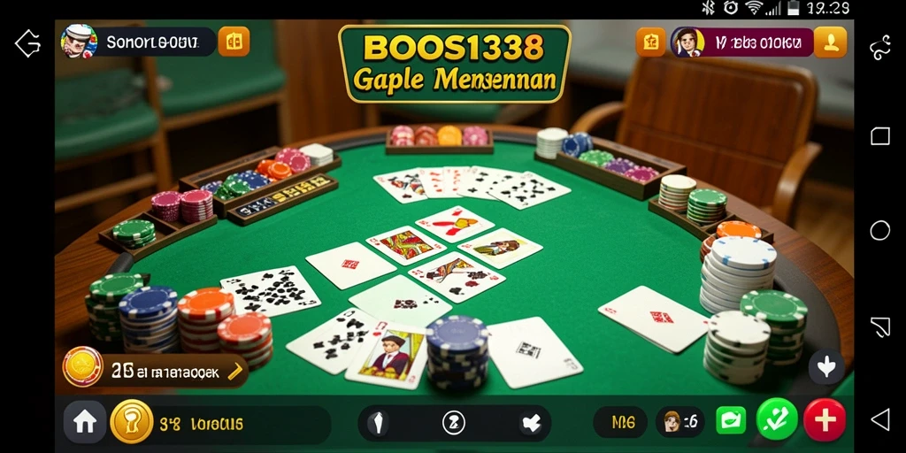 Tampilan gameplay Gaple yang seru dan interaktif di BOS138.