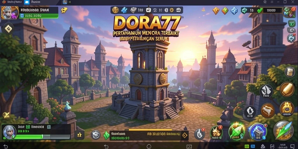 Tampilan menara dan musuh di DORA77 saat beraksi.
