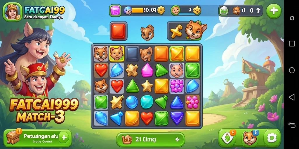 Gameplay seru FATCAI99 dengan kombinasi warna yang menarik.