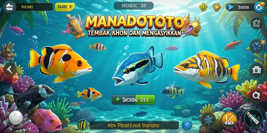 Screenshot gameplay MANADOTOTO dengan aksi tembak ikan yang seru.