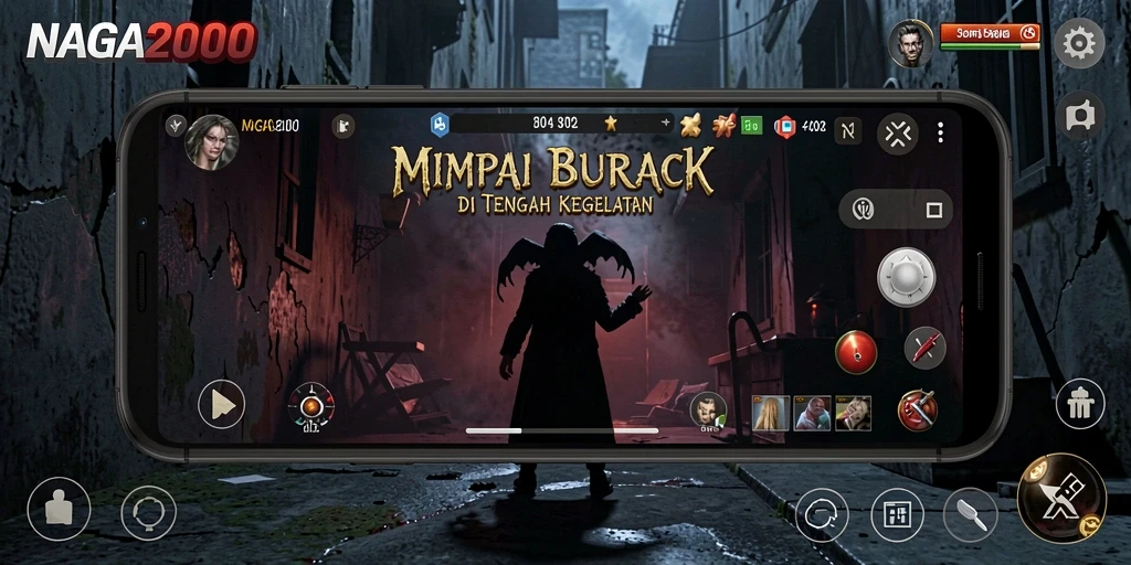 Screenshot gameplay NAGA2000 dengan suasana menegangkan yang mencekam.