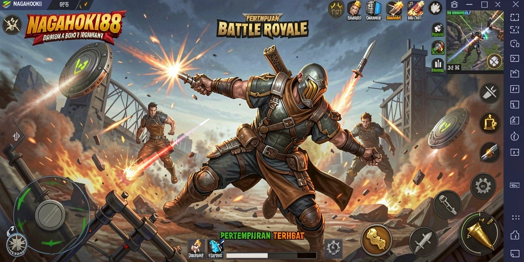 Tangkapan layar gameplay seru dari NAGAHOKI88 Battle Royale.