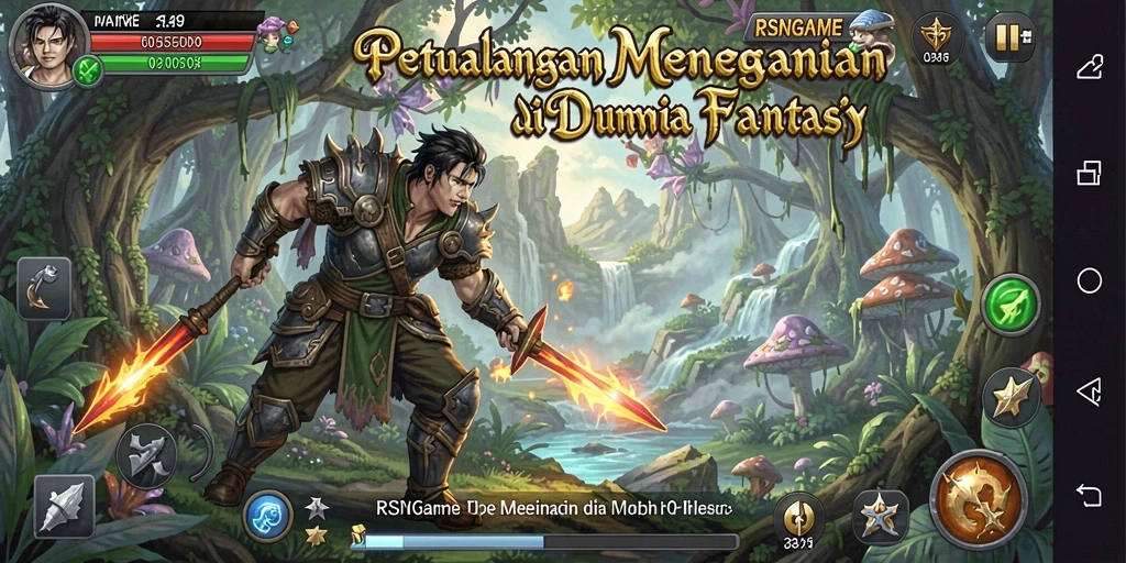Screenshot gameplay RSNGAME menunjukkan petualangan seru di dunia fantastis.