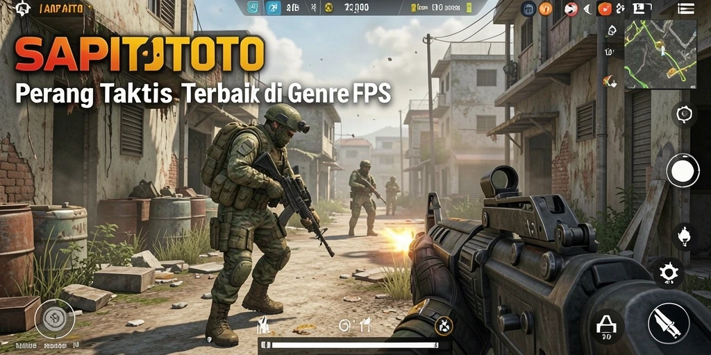 Screenshot dari aksi intens di SAPITOTO menunjukkan gaya bermain FPS yang dinamis.
