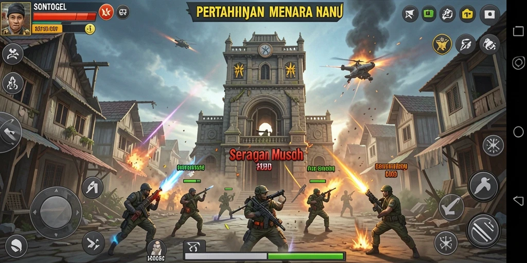 Screenshot gameplay menampilkan aksi seru dalam Tower Defense.