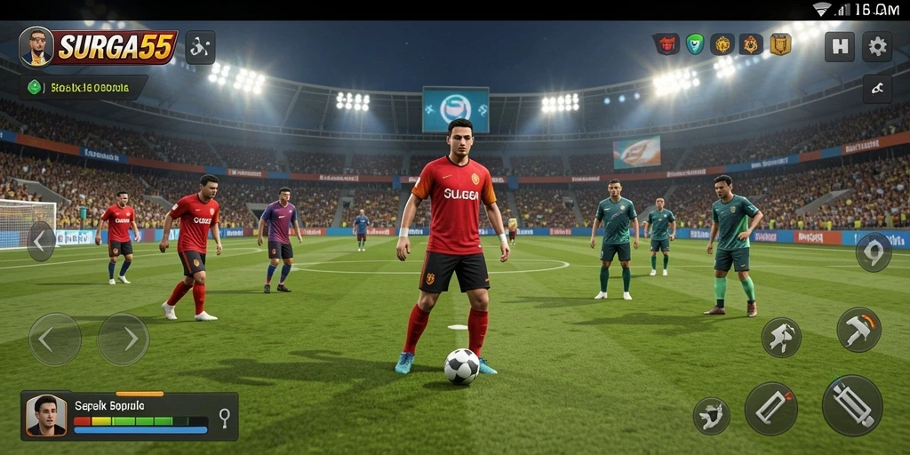 Tampilan gameplay seru dalam permainan sepak bola SURGA55.