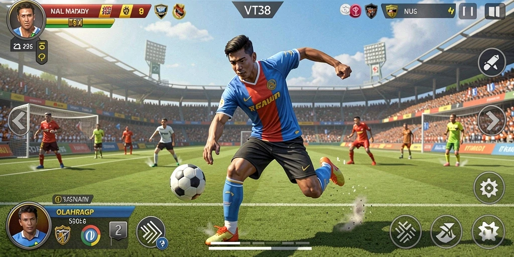 Tampilan gameplay seru dari VT38 yang menunjukkan aksi olahraga.
